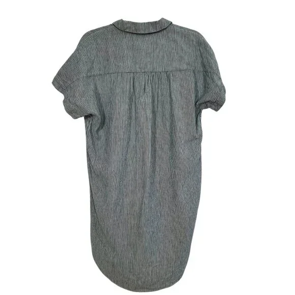 Tahari 100% Linen Stripe Shirt Dress Blue White Size S - Picture 3 of 13